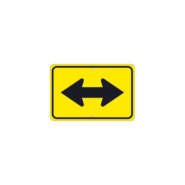 National Marker Co NMC Traffic Sign, Large Arrow Two Directions Sign, 12in X 18in, Yellow TM255K - main